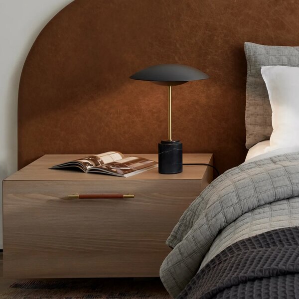 Beacon Lighting Lampă de masă Loft, negru, înălțime 42 cm, bază din marmură, Negru, Camera de zi / sufragerie, Piatră