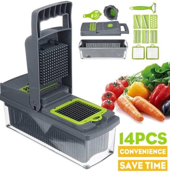 Razatoare Veggie Slicer 14 piese, lame inox + maner protectie