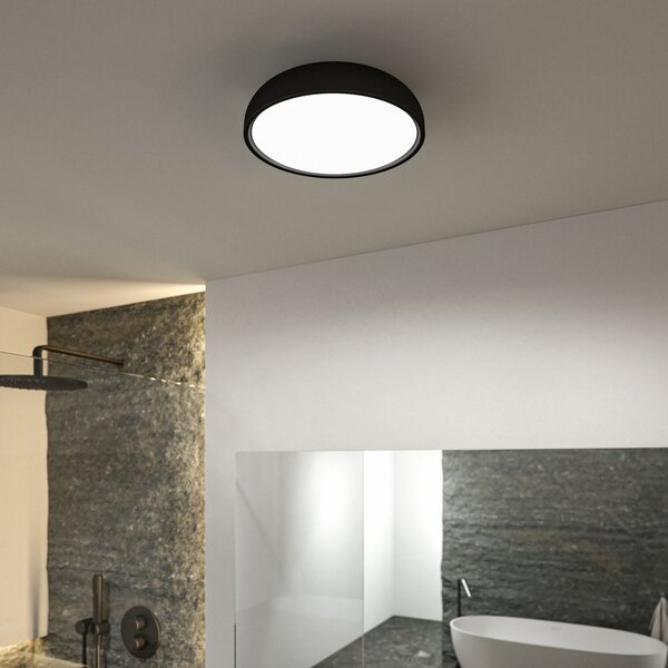 Paulmann Oka plafonieră LED IP44 CCT negru, Negru, Baie, Plastic, Modern
