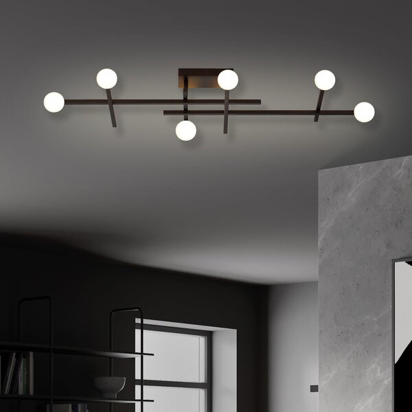 BOPP Plafonieră LED Bopp Cross, negru, aluminiu, cu 6 becuri, reglabil, Negru, Camera de zi / sufragerie, Aluminiu, Modern