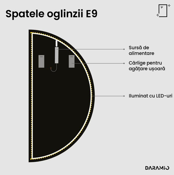 Oglindă semilună cu LED E9