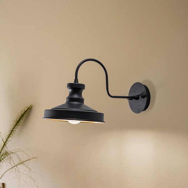 Opviq Aplică de perete Berceste 182-A negru/dorat, reglabil, Negru, Camera de zi / sufragerie, Metal, Perete rotund