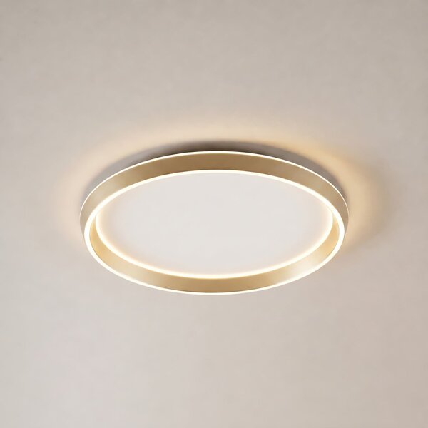 Lucande Plafonieră LED Rylan, alamă, Ø 62 cm, dimabilă și cu CCT, reglabil, Auriu / Alamă, Camera de zi / sufragerie, Metal, Modern