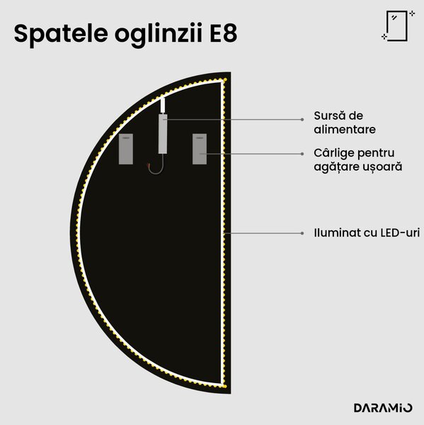 Oglindă semilună cu LED E8