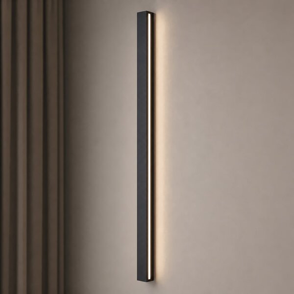 Lucande Aplică LED Kinsley, 90 cm, negru, dimabil, CCT, reglabil, Negru, Camera de zi / sufragerie, Metal, Modern