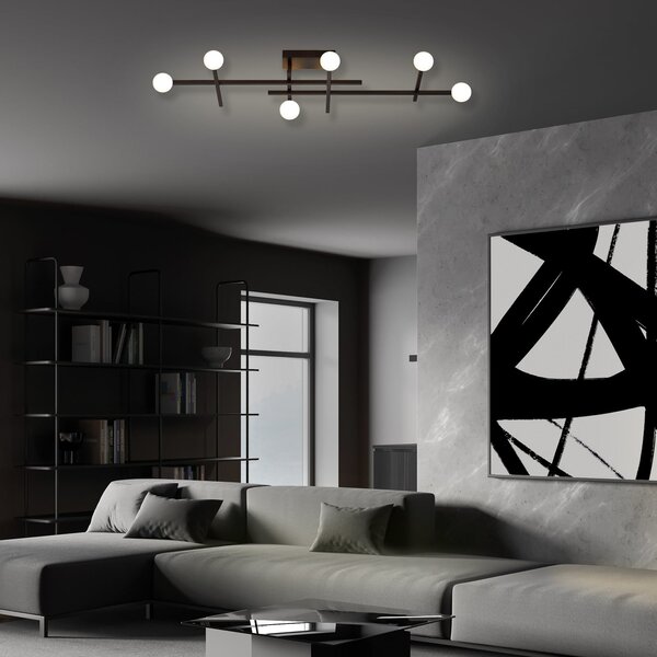 BOPP Plafonieră LED Bopp Cross, negru, aluminiu, cu 6 becuri, reglabil, Negru, Camera de zi / sufragerie, Aluminiu, Modern