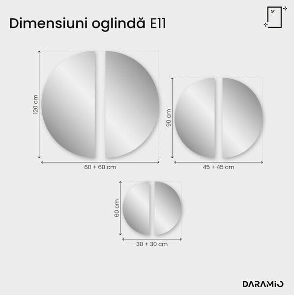 Oglindă semilună din două părți cu LED E11