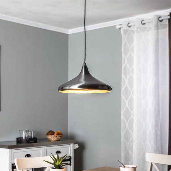 Opviq Lampă suspendată Berceste 209-S Ø35cm argintiu, reglabil, Metalic, Camera de zi / sufragerie, Metal