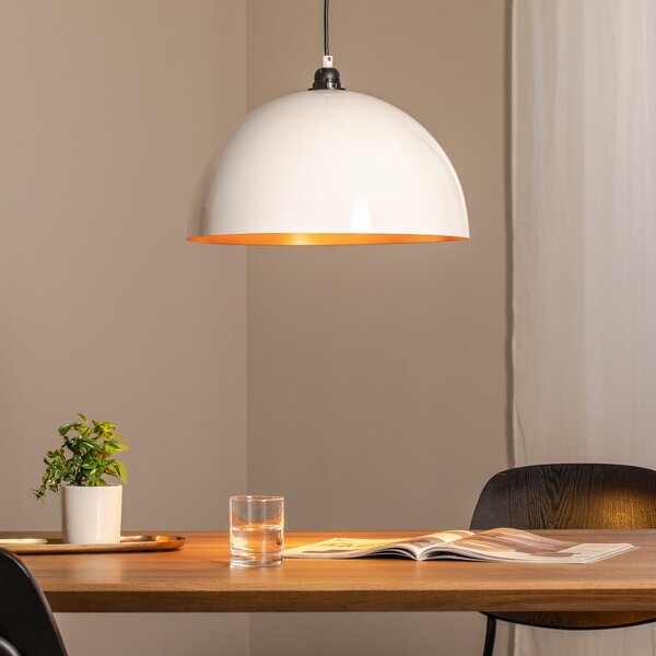 Opviq Berceste 232-S lampă suspendată Ø40cm alb/galben, reglabil, Alb, Camera de zi / sufragerie, Metal