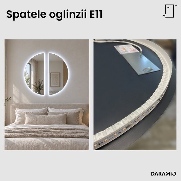 Oglindă semilună din două părți cu LED E11