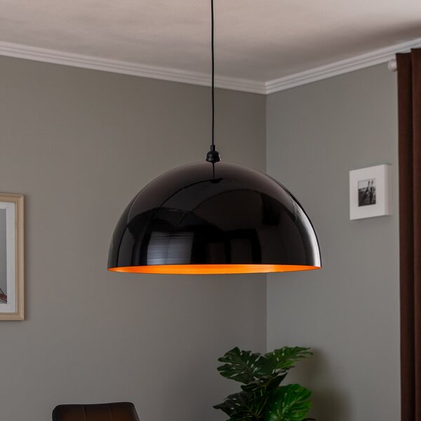 Opviq Berceste 237-S lampă suspendată Ø60cm negru / auriu, reglabil, Negru, Camera de zi / sufragerie, Metal
