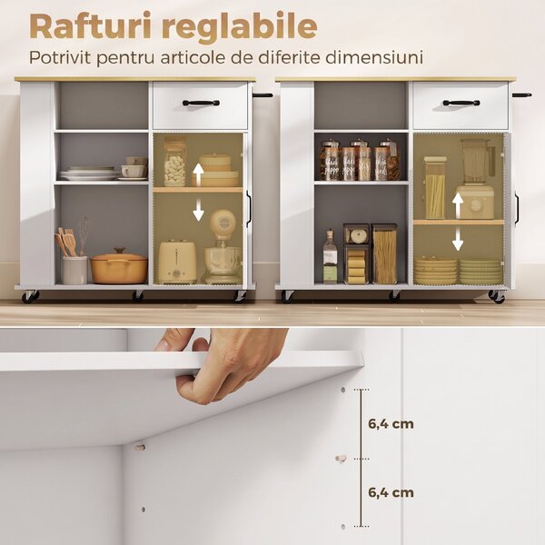 HOMCOM Cărucior mobil multifuncțional pentru depozitare | Aosom Romania