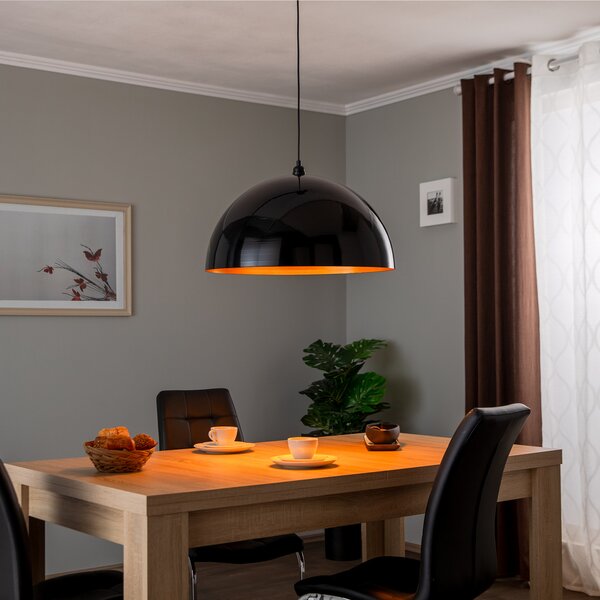 Opviq Berceste 237-S lampă suspendată Ø60cm negru / auriu, reglabil, Negru, Camera de zi / sufragerie, Metal