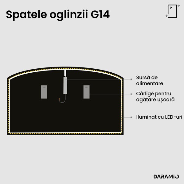 Oglindă arcuită mare cu LED G14