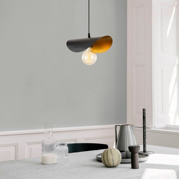 Opviq Lampă suspendată Sivani MR-830 1 bec negru / auriu, reglabil, Negru, Camera de zi / sufragerie, Metal, Modern