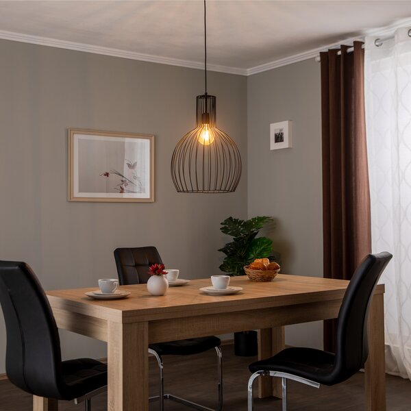 Opviq Lampă suspendată Fellini MR-756 1 bec Ø 38cm negru, reglabil, Negru, Camera de zi / sufragerie, Metal, Modern
