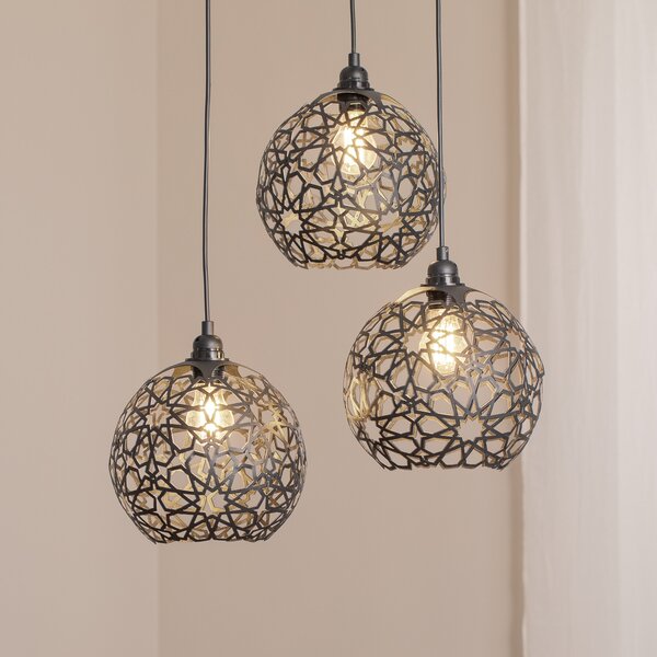 Opviq Lampă suspendată Fellini MR-787 3 becuri roundel negru, reglabil, Negru, Camera de zi / sufragerie, Metal, Modern, Pandantive la pachet