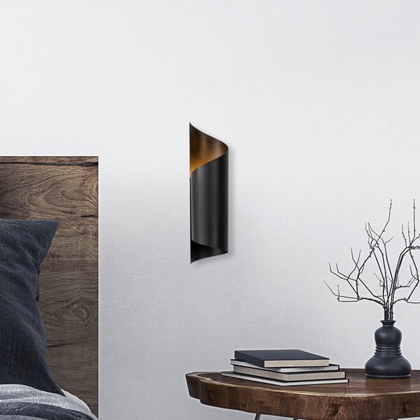 Opviq Aplică de perete Sivani MR-838 înălțime indirectă 35cm negru, reglabil, Negru, Camera de zi / sufragerie, Metal, Modern