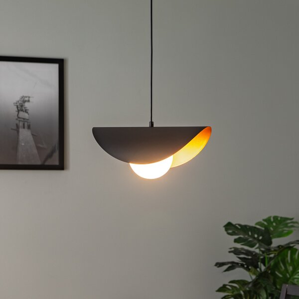 Opviq Lampă suspendată Vatoz 2866 1 bec, negru, sticlă opală, reglabil, Negru, Camera de zi / sufragerie, Metal, Modern, glob