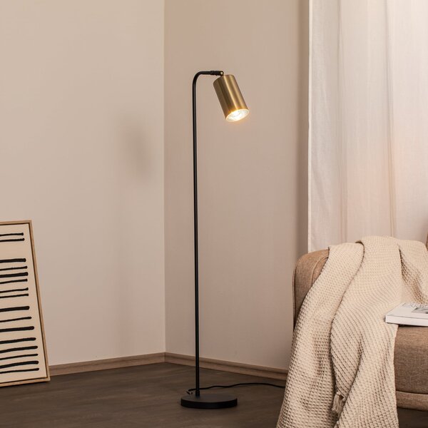 Opviq Lampadar Emek 4081, negru, abajur aur antic, Negru, Camera de zi / sufragerie, Metal, Modern
