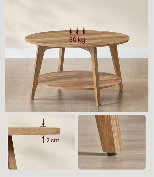 Măsuță de cafea NORDIC, 80×45cm, maro Vasagle