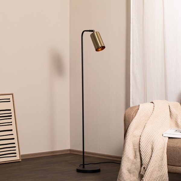 Opviq Lampadar Emek 4081, negru, abajur aur antic, Negru, Camera de zi / sufragerie, Metal, Modern