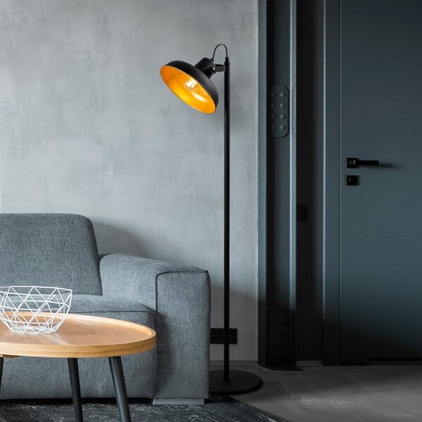 Opviq Lampadar Lik 4036, abajur inclinabil, negru/galben, Negru, Camera de zi / sufragerie, Metal