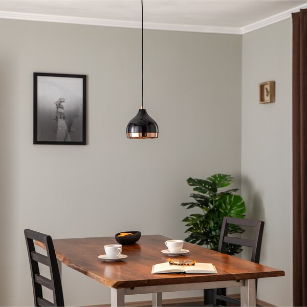 Opviq Lampă suspendată Yildo 6866 1 bec Ø17cm negru/coper, reglabil, Negru, Camera de zi / sufragerie, Metal, Modern