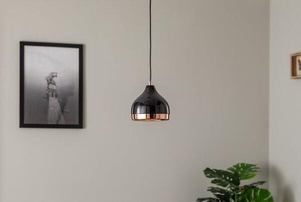 Opviq Lampă suspendată Yildo 6866 1 bec Ø17cm negru/coper, reglabil, Negru, Camera de zi / sufragerie, Metal, Modern