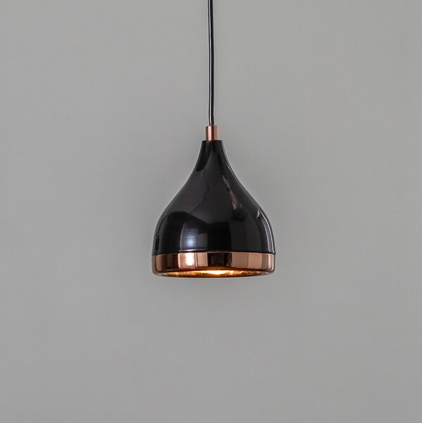 Opviq Lampă suspendată Yildo 7000 1 bec Ø15cm negru/coper, reglabil, Negru, Camera de zi / sufragerie, Metal, Modern