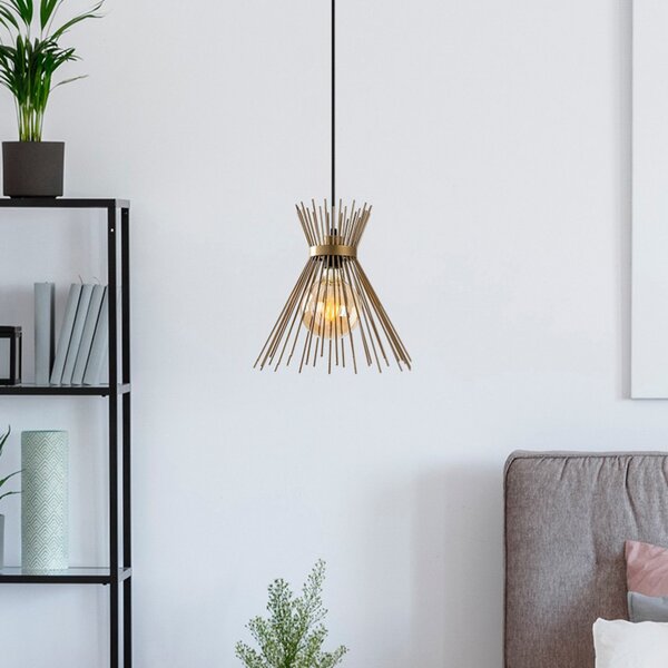 Opviq Lampă suspendată Kirpi 3082 1 bec Ø34cm auriu, reglabil, Auriu / Alamă, Camera de zi / sufragerie, Metal, Modern