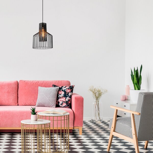 Opviq Lampă suspendată Atos 2851 1 bec Ø30cm negru, reglabil, Negru, Camera de zi / sufragerie, Metal, Modern