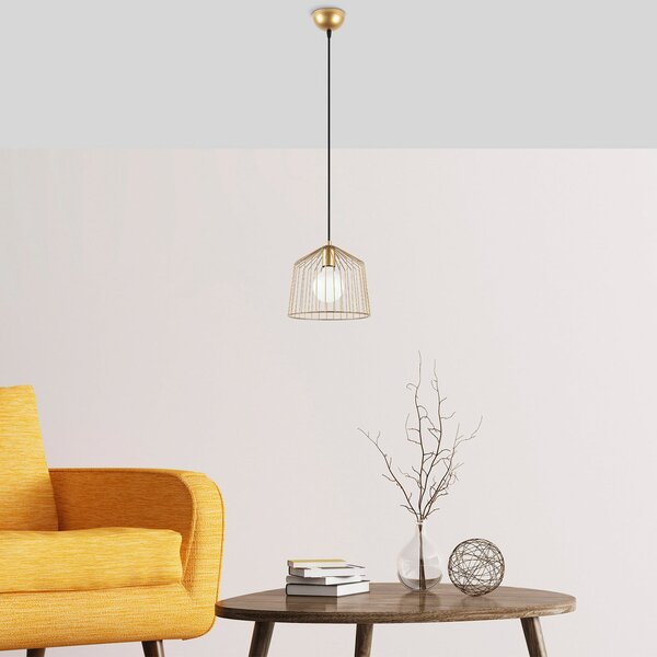 Opviq Lampă suspendată Cat 12060 1 bec Ø26cm aur lucios, reglabil, Auriu / Alamă, Camera de zi / sufragerie, Metal, Modern