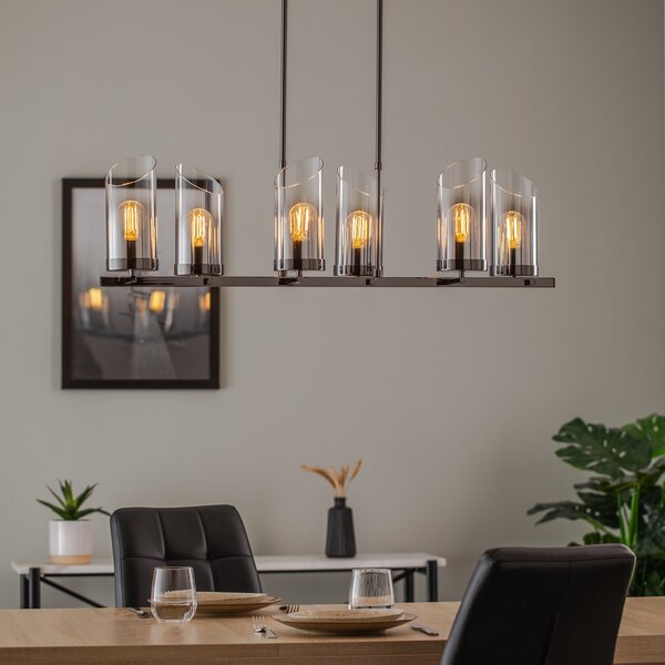 Lucea Candelabru Padrela, liniar, negru-crom, 6 becuri, reglabil, Negru, Camera de zi / sufragerie