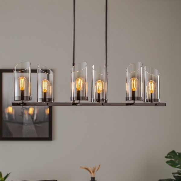 Lucea Candelabru Padrela, liniar, negru-crom, 6 becuri, reglabil, Negru, Camera de zi / sufragerie