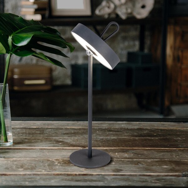 Näve Ella LED lampă de masă reîncărcabilă, magnetică, gri, reglabil, Gri, Camera de zi / sufragerie, Metal, Scandinavă