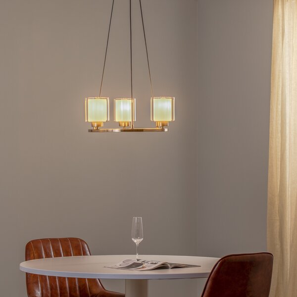 Lucea Candelabru Ressa, Ø 44 cm, alamă antică, 3 becuri., reglabil, Bronz / Alamă Veche, Camera de zi / sufragerie