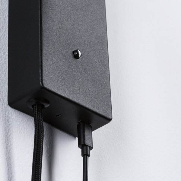Paulmann Hulda Spot LED USB de perete, dimabil, negru, comutator, reglabil, Negru, dormitor, Metal, Modern