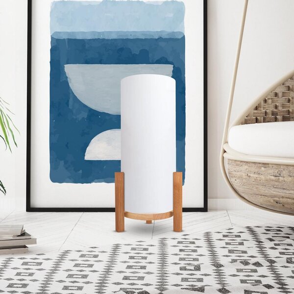 Näve Lampă de masă Madita LED, înălțime 48 cm, alb/negru, reglabil, Lemn, Camera de zi / sufragerie, Lemn