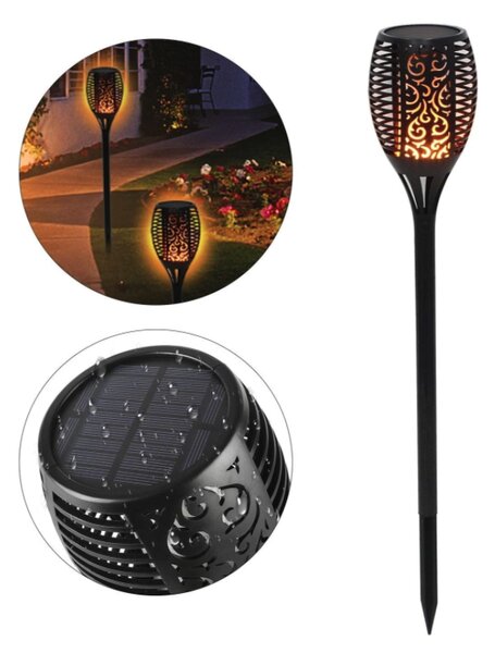 Lampa solara tip torta cu efect flacara, 58 cm