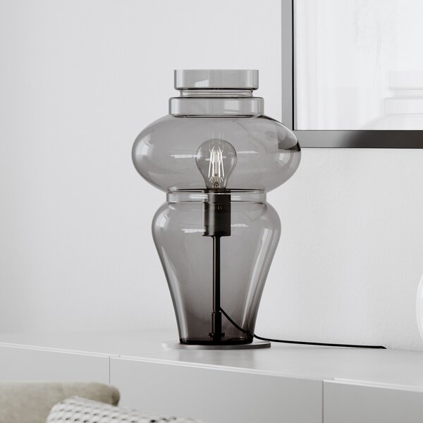 By Rydéns Dolores Lampă de masă Înălțime 40 cm Gri fumuriu, Gri, Camera de zi / sufragerie, Sticlă, Scandinavă