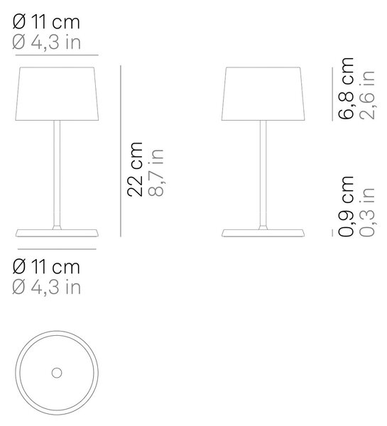 Zafferano Olivia mini 3K lampă de masă reîncărcabilă capri albastru, reglabil, Albastru, Camera de zi / sufragerie, Aluminiu, Modern