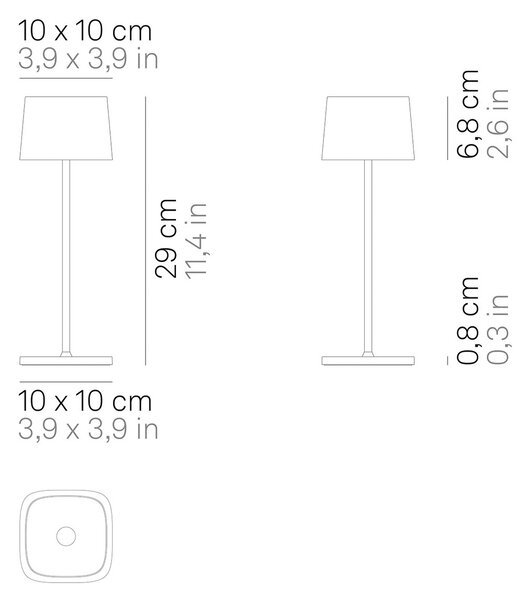Zafferano Ofelia 3K lampă de masă reîncărcabilă IP65 gri, reglabil, Gri, Camera de zi / sufragerie, Aluminiu, Modern