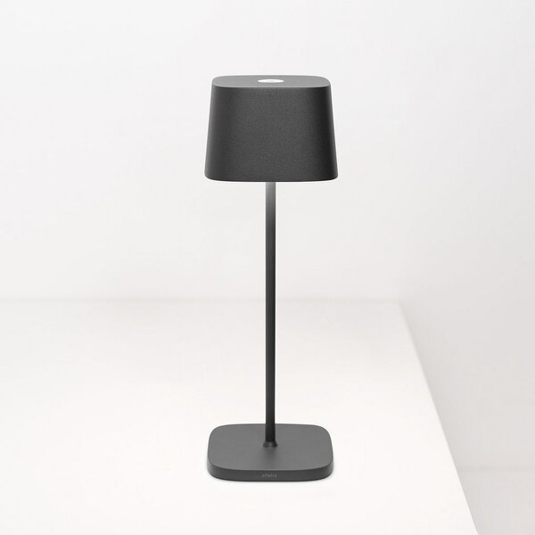Zafferano Ofelia 3K lampă de masă reîncărcabilă IP65 gri, reglabil, Gri, Camera de zi / sufragerie, Aluminiu, Modern