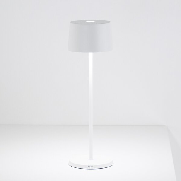Zafferano Olivia 3K lampă de masă reîncărcabilă IP65 alb, reglabil, Alb, Camera de zi / sufragerie, Aluminiu, Modern