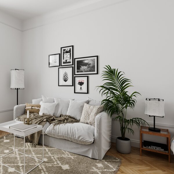 By Rydéns Softy lampadar cu abajur de in, Negru, Camera de zi / sufragerie, Țesătură / Textil, Scandinavă