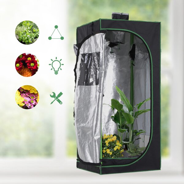 Outsunny Cort pentru Cultura Hidroponică, Spațiu de Creștere Plante, 60x60x140 cm, Rezistent la Lumină, Negru | Aosom Romania