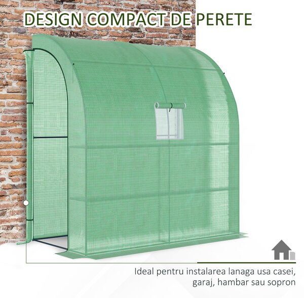 Outsunny Sera de Perete pentru legume, fructe, plante din Otel si PE, protectie plante 200x100x213cm | Aosom Romania