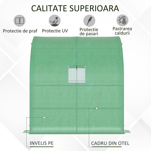 Outsunny Sera de Perete pentru legume, fructe, plante din Otel si PE, protectie plante 200x100x213cm | Aosom Romania