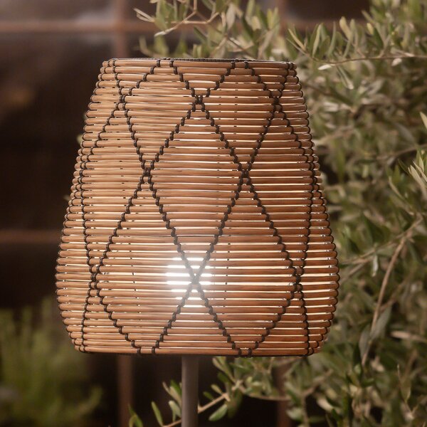 PR Home Lampă de terasă Agnar Lollo, gri, aspect rattan, 71 cm, Negru, Metal